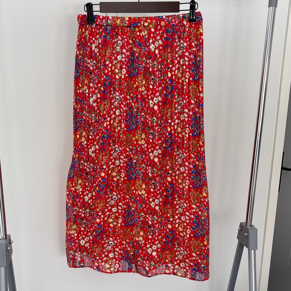 Rachel Zoe Red Floral Midi Skirt
